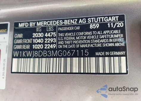 2021 Mercedes-Benz C 300 Coupe z USA, uszkodzony, nr VIN W1KWJ8DB3MG067115